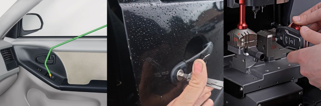 AAA&B Locksmith LLC technician assisting a customer with a car lockout in Waterbury, CT.
